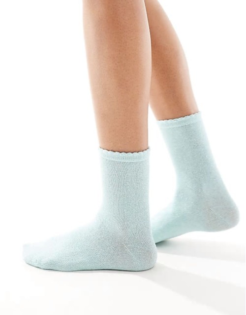 glitter sock in turquoise