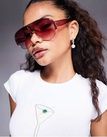 oversized aviator sunglasses in pink