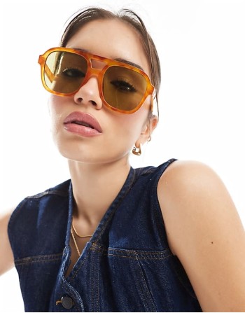 whirlpool aviator sunglasses in vintage tort with green lens