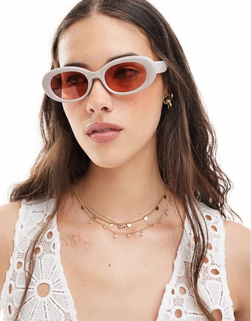 Epsilon oval sunglasses with pink lens in taupe