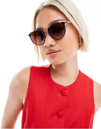 New round sunglasses in brown